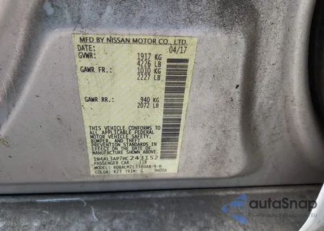 2017 Nissan Altima 2.5 Sv from USA, damaged, VIN 1N4AL3AP7HC243152
